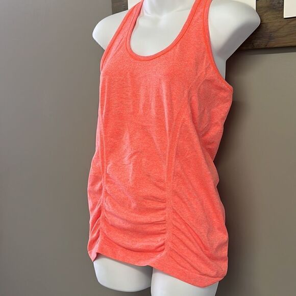 Athleta Heather Bright Orange Razorback Tank Top Vertical Rouging Stripes-Med - Picture 3 of 12
